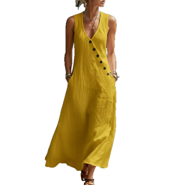 Damen Langarmkleid mit seitlichem Schlitz und Knopfdetails Echo Archiv