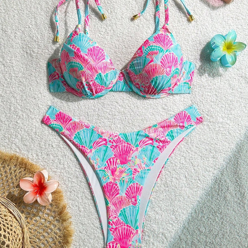 Damen Triangel-Bikini mit verspieltem Muschel-Motiv Echo Archiv