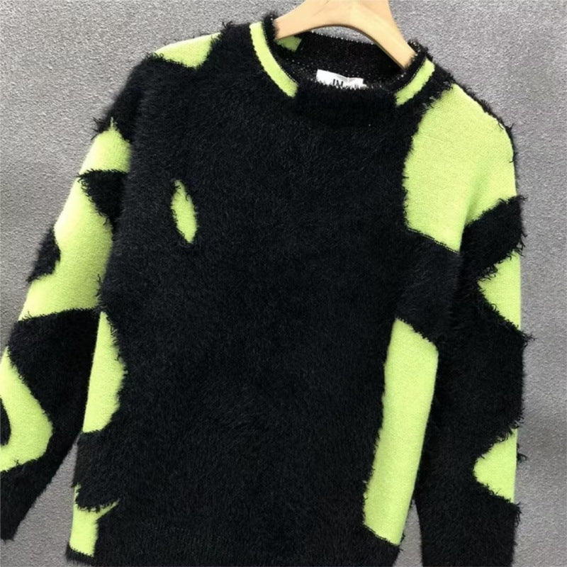 Damen kreativer Oversized-Pullover mit kontrastierendem Strukturdesign Echoarchiv
