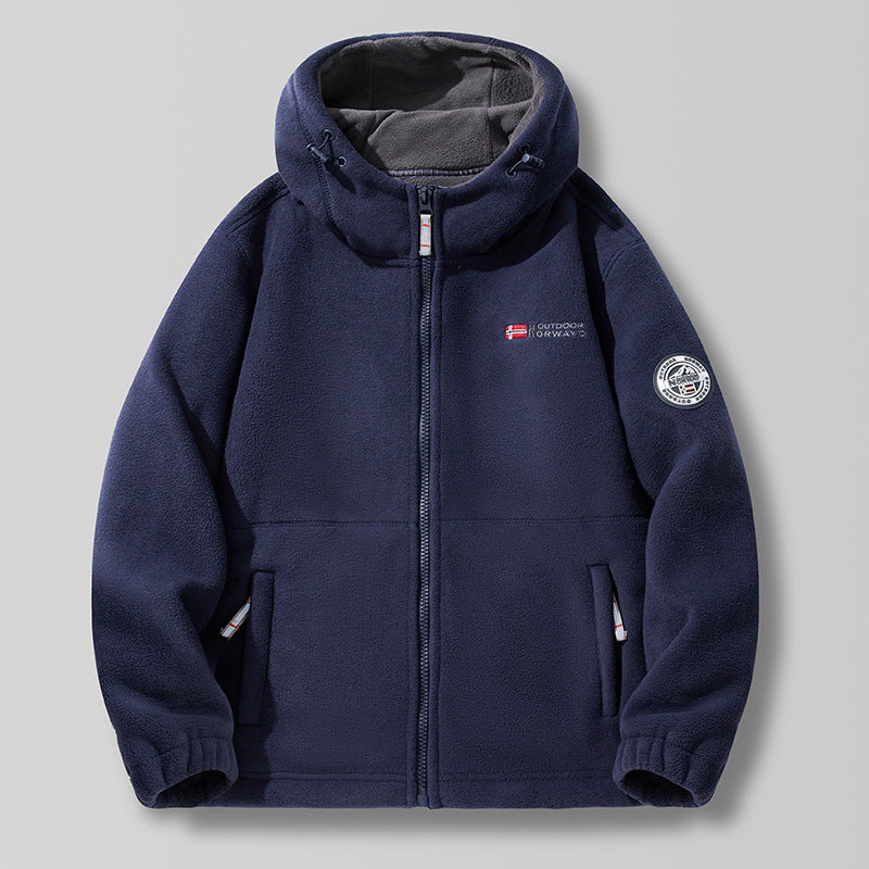 Unisex nan Kapuzen-Fleecejacke mit hochgeschlossenem Haubenkragen, durchgehendem Reißverschluss und seitlichen Einschubtaschen Echo Archiv