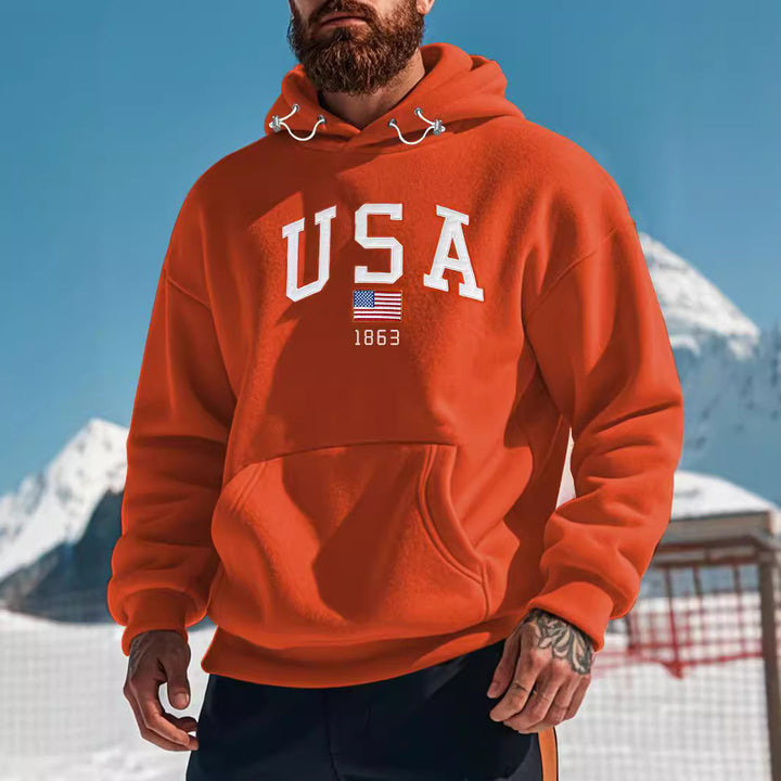 Herren bequemer Kapuzenpullover mit sportlichem Schriftzug Echoarchiv