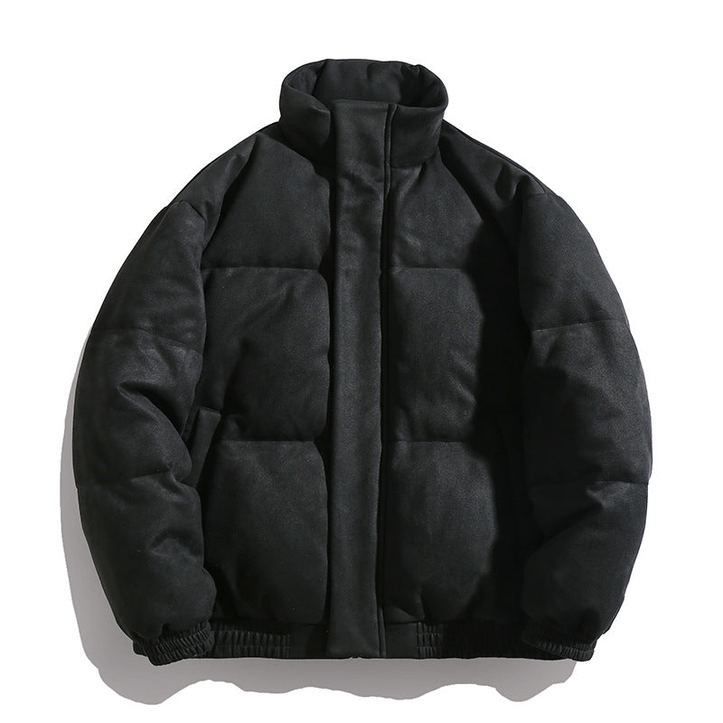 Unisex Gefütterte Velours-Pufferjacke im Boxy‑Schnitt mit hohem Kragen und verdecktem Reißverschluss Echo Archiv