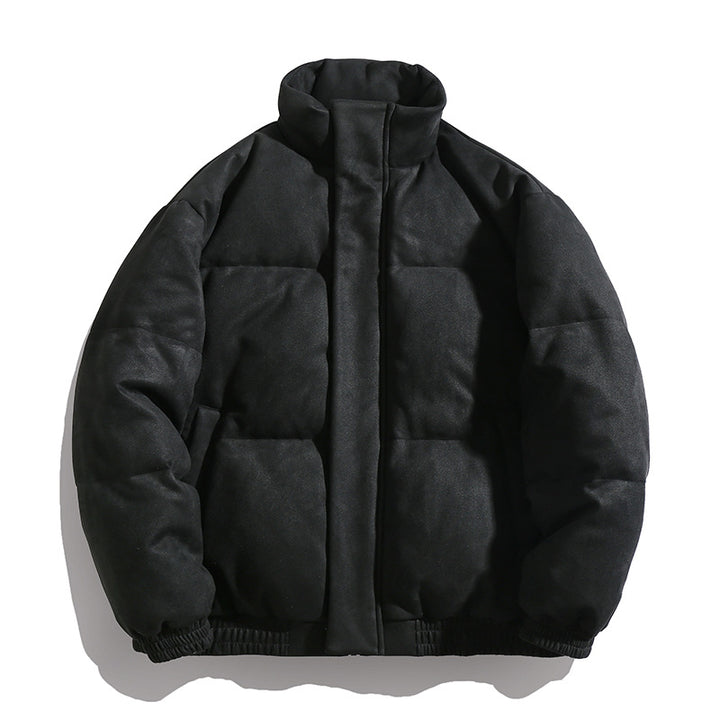 Unisex Gefütterte Velours-Pufferjacke im Boxy‑Schnitt mit hohem Kragen und verdecktem Reißverschluss Echo Archiv