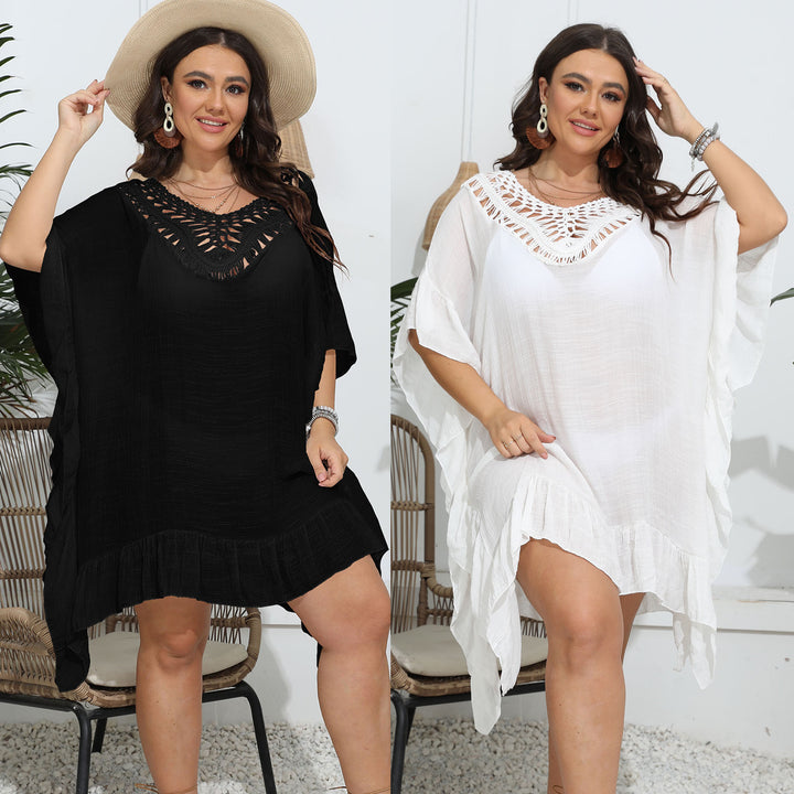 Damen luftiger Strandponcho mit gehäkeltem Ausschnitt Echo Archiv