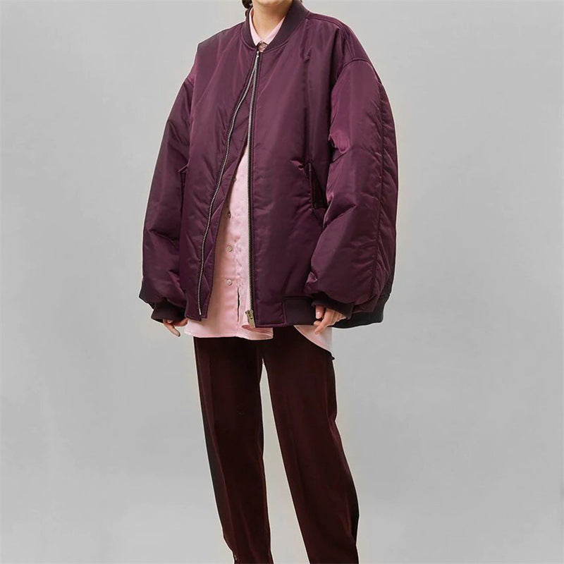 Damen Oversized Bomberjacke im Boxy‑Schnitt mit Reißverschluss, Rippbündchen und Klappentaschen Echoarchiv