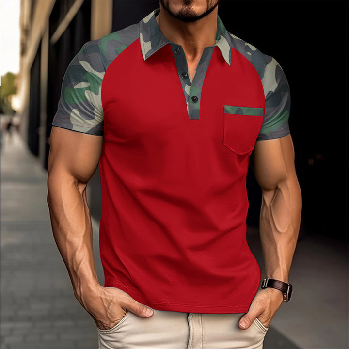 Herren Polohemd mit modernem Camouflage-Design Echoarchiv