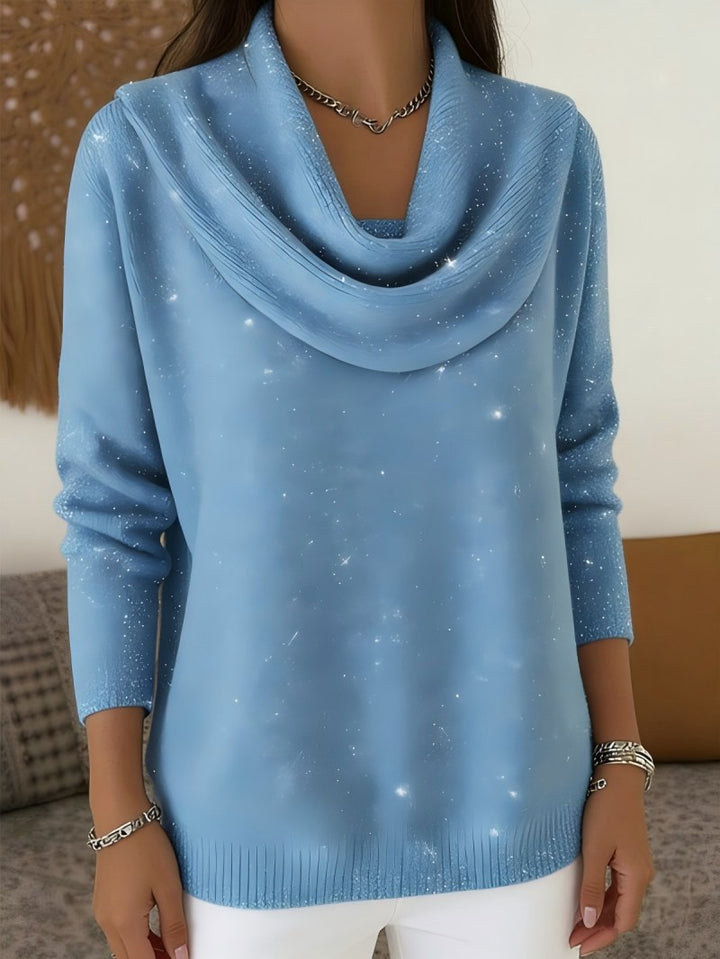 Damen nan fein gestrickter Pullover mit Wasserfallkragen und geripptem Saum Echo Archiv