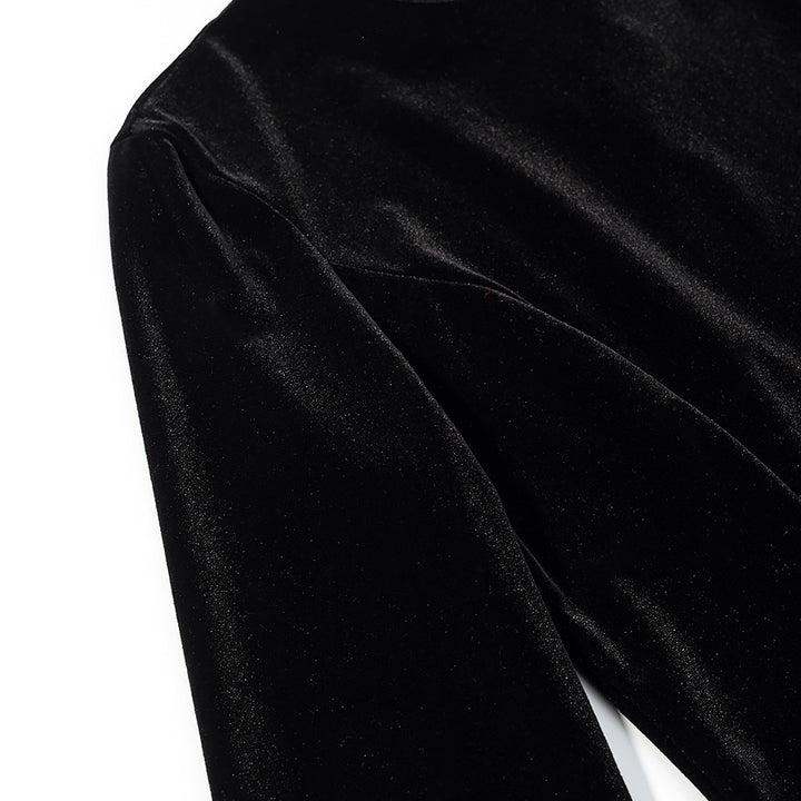 Damen Samtbluse mit Spitzen-Insert und asymmetrischem Spitzensaum Echo Archiv