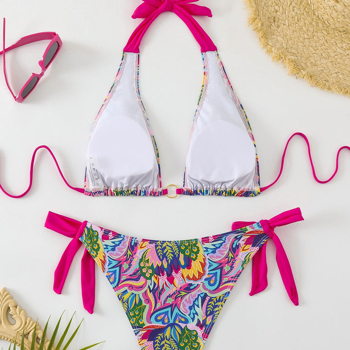 Damen Triangel-Bikini mit modischem Bindeband und auffälligem Mustermix Echo Archiv