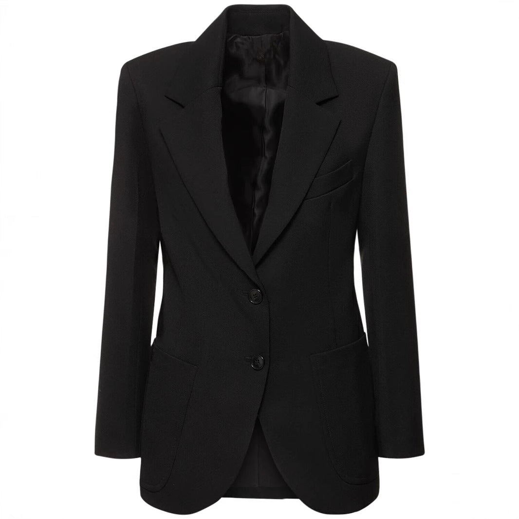 Damen Zweiteiliges Hosenanzug-Set im präzisen Tailoring mit weitem Schlag und schmaler Schulter Echoarchiv