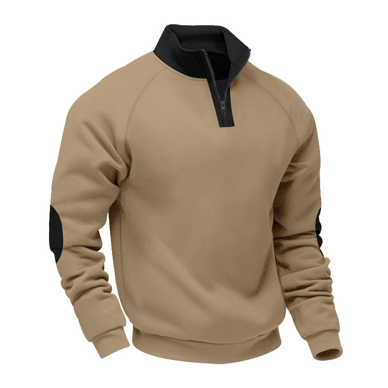 Herren nan Halbzip-Sweatshirt mit Stehkragen, Raglanärmeln und Ellbogenpatches Echo Archiv