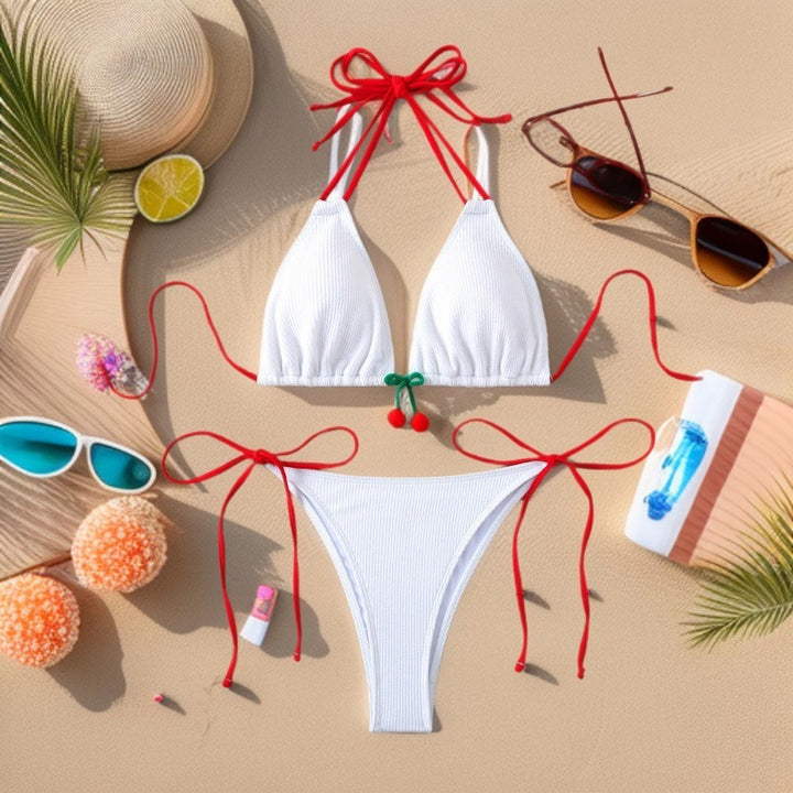 Damen Triangel-Bikini-Set mit verspieltem Knoten-Design Echo Archiv