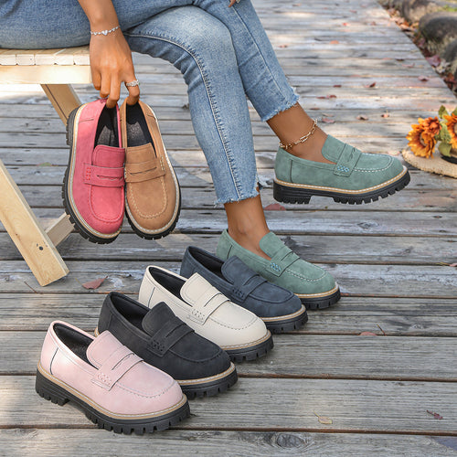 Damen robuste Loafer mit markanter Profilsohle, weichem Veloursoptik-Obermaterial und gepolstertem Komfortfußbett Echo Archiv