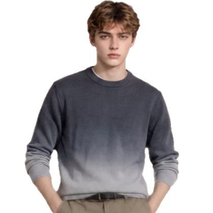 Herren Feinstrick-Pullover mit Dip-Dye-Effekt und Rundhalsausschnitt Echoarchiv
