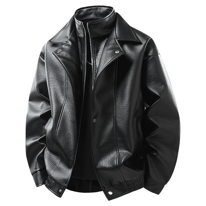 Herren Modische Kunstlederjacke mit hohem Kragen Echoarchiv
