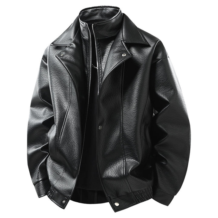 Herren Modische Kunstlederjacke mit hohem Kragen Echoarchiv
