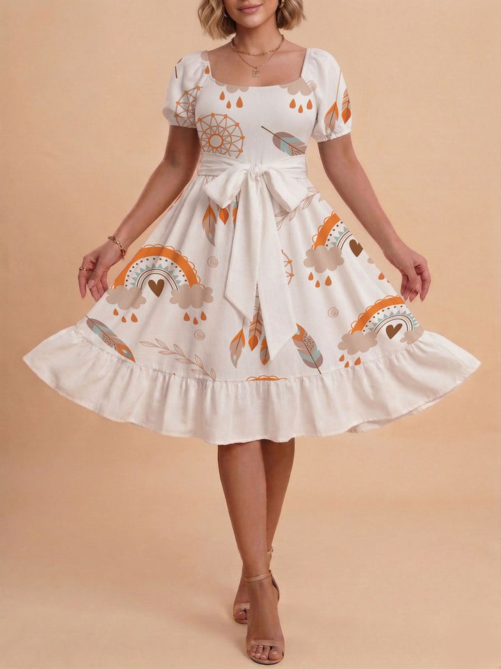 Damen Verspieltes Maxikleid mit Bärenmuster und taillierbarem Band Echo Archiv