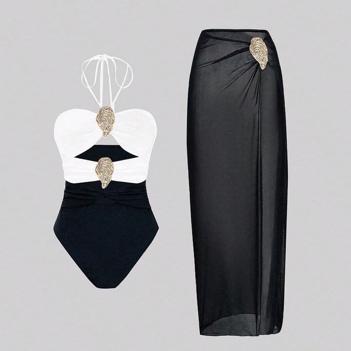 Damen Luxuriöser Badeanzug mit elegantem Überrock Echo Archiv