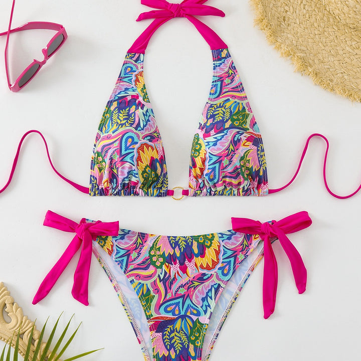 Damen Bikini-Set mit buntem Floral-Design und verstellbaren Bindebändern Echo Archiv