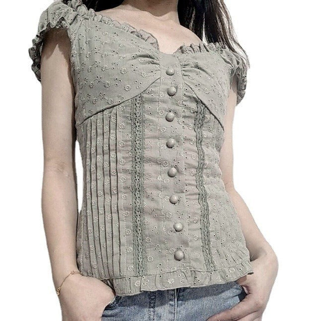 Damen Rüschenshirt mit floralen Details Echo Archiv