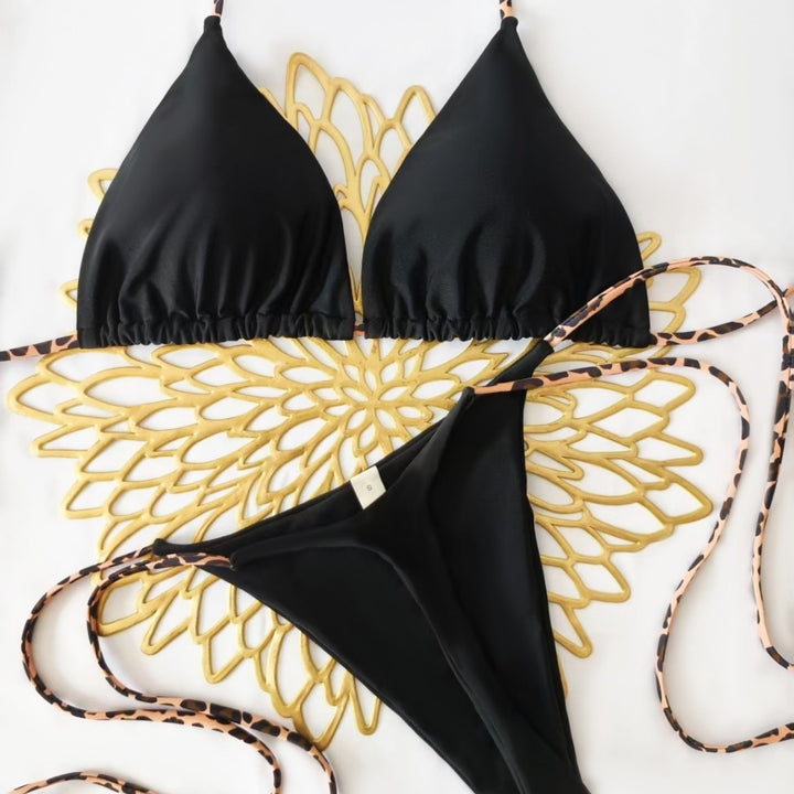 Damen Triangel-Bikini-Set mit verstellbaren Trägern und modischem Leoprint Echo Archiv