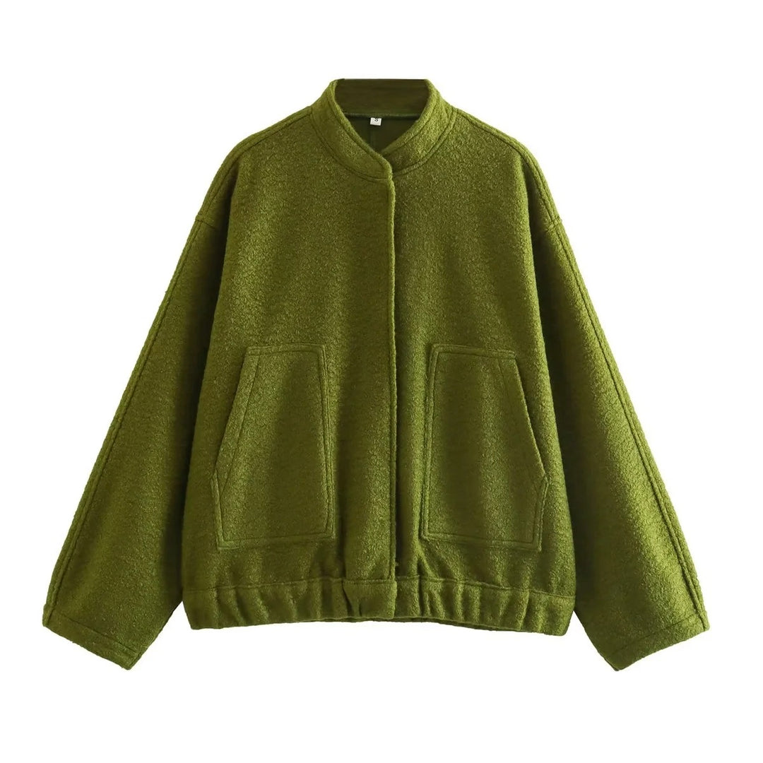 Damen Oversize-Fleecejacke mit Stehkragen, aufgesetzten Fronttaschen und elastischem Saum Echo Archiv