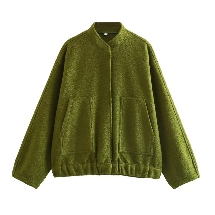 Damen Oversize-Fleecejacke mit Stehkragen, aufgesetzten Fronttaschen und elastischem Saum Echo Archiv
