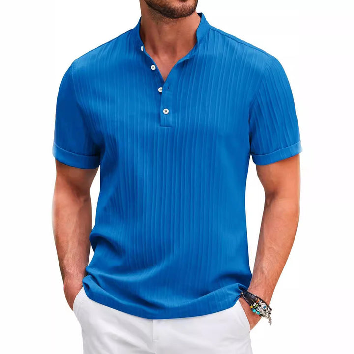 Herren Kurzarm Henley-T-Shirt mit strukturiertem Design Echoarchiv