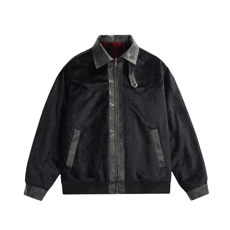Herren Teddy-Fleece-Boxy-Jacke mit Hemdkragen, durchgehendem Metallreißverschluss & geripptem Saum Echoarchiv