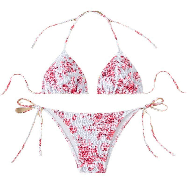 Damen Triangel-Bikini mit raffinierten Bindebändern und floralem Design Echo Archiv