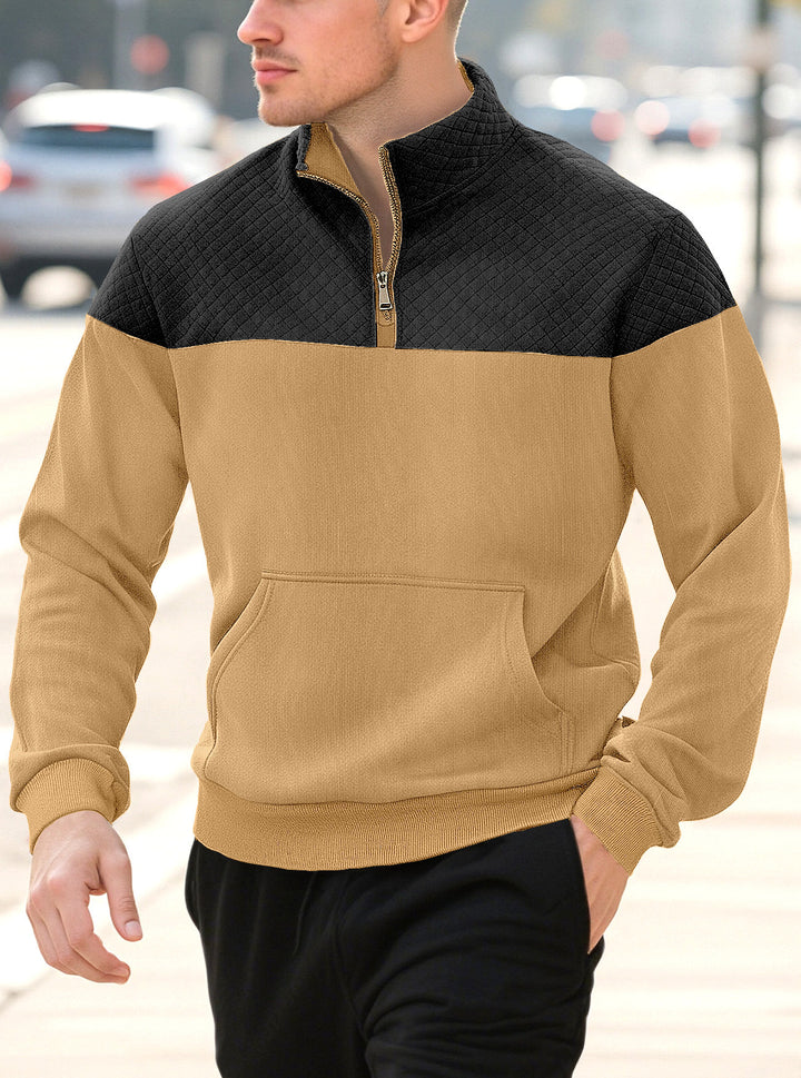 Herren Sportlicher Stehkragenpullover mit Struktur Echoarchiv