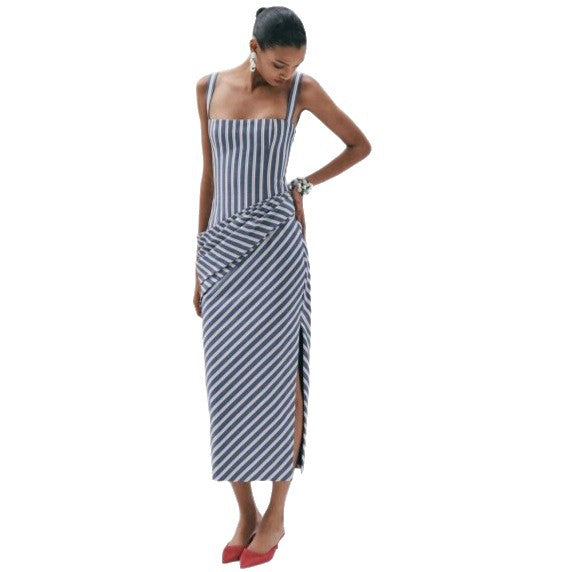 Damen Maxikleid mit asymmetrischen Drapierungen und hohem Schlitz Echo Archiv
