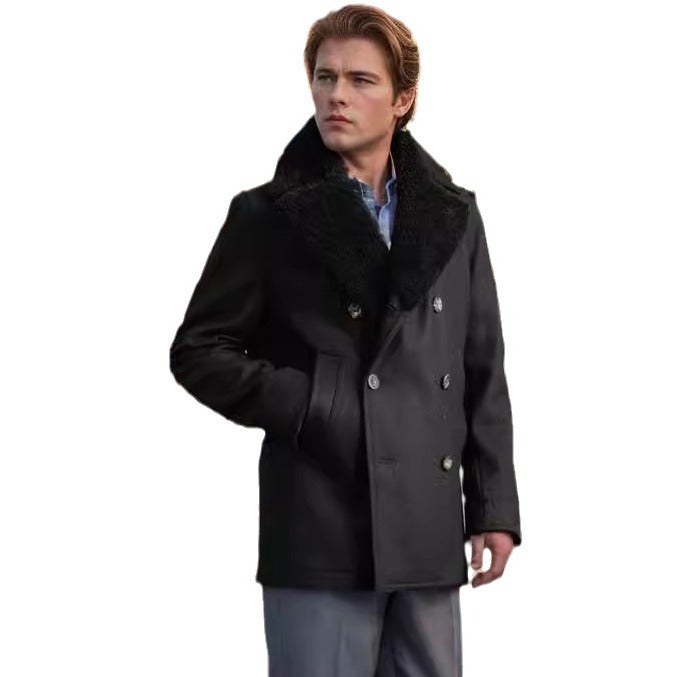 Herren eleganter Lammfell-Bomberjacke Echoarchiv