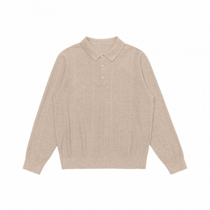 Herren Feinstrick-Poloshirt mit Henley-Knopfleiste, Rippbündchen und leicht kastigem Schnitt Echo Archiv