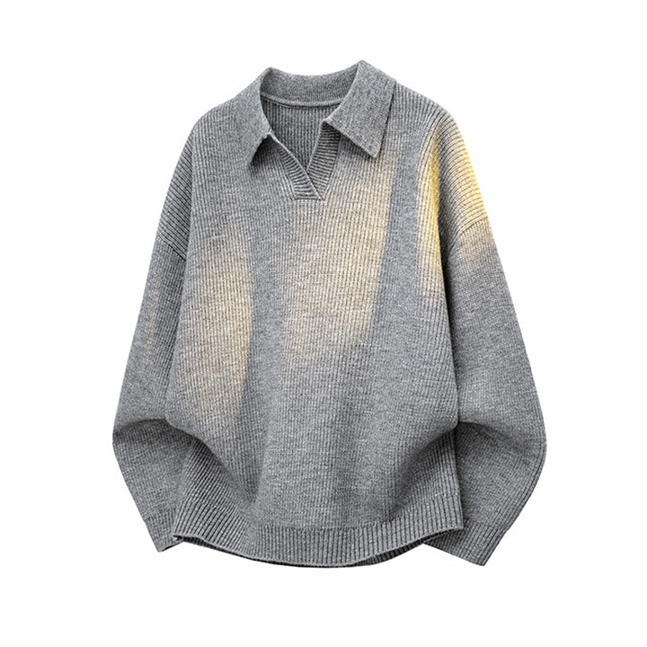 Damen Modischer Grobstrickpullover mit V-Ausschnitt und lässigem Schnitt Echoarchiv