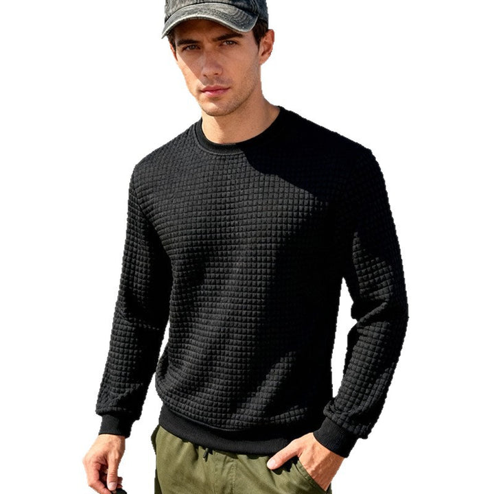 Herren Strukturierter Waffelstrick-Pullover aus Baumwollmix mit Rundhalsausschnitt Echoarchiv