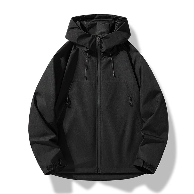 Herren Softshell-Outdoorjacke im Blockdesign mit Kapuze, Reißverschluss und wasserabweisender Beschichtung Echoarchiv