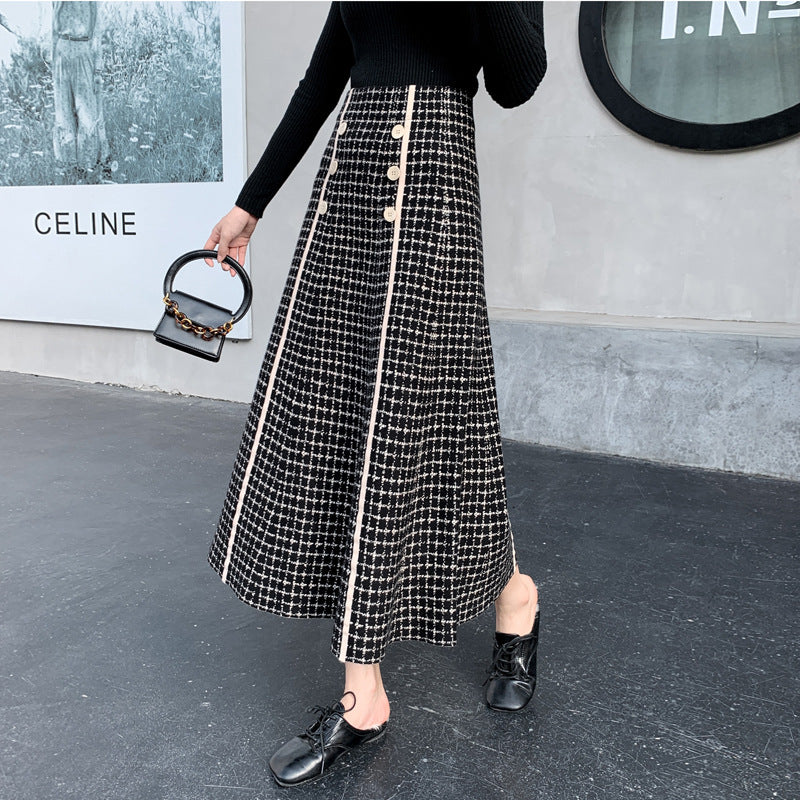 Damen Langer A-Linien Rock mit Knopfdetails Echo Archiv