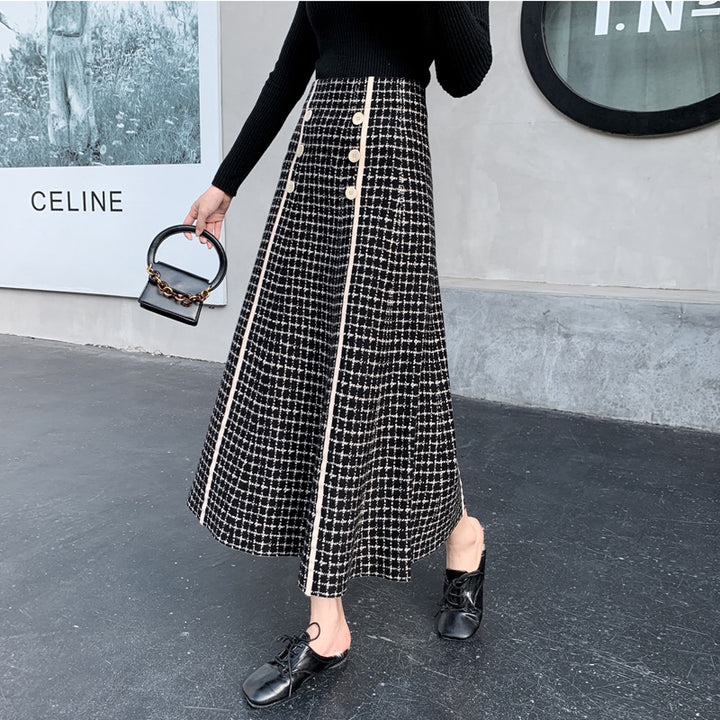 Damen Langer A-Linien Rock mit Knopfdetails Echo Archiv