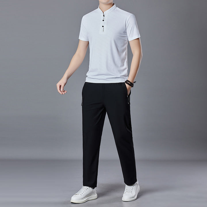Herren lässiges Polo-Shirt mit Stehkragen und praktischen Seitentaschen Echoarchiv