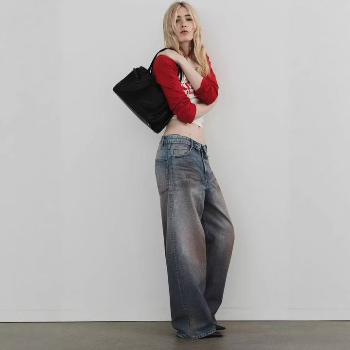 Damen hochtaillierte weite Jeans im Vintage-Look Echoarchiv