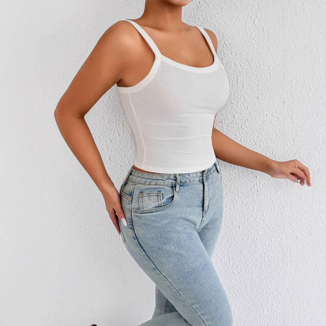 Damen Basic Tops mit verstellbaren Trägern und figurbetontem Schnitt Echo Archiv