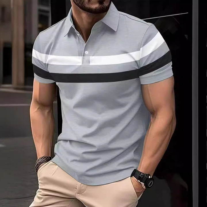 Herren Polohemd mit modernem Farbblockdesign und atmungsaktiven Materialien Echoarchiv
