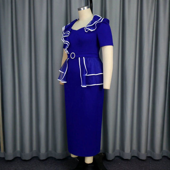 Damen elegantes Midikleid mit Rüschendetails und tailliertem Gürtel Echo Archiv