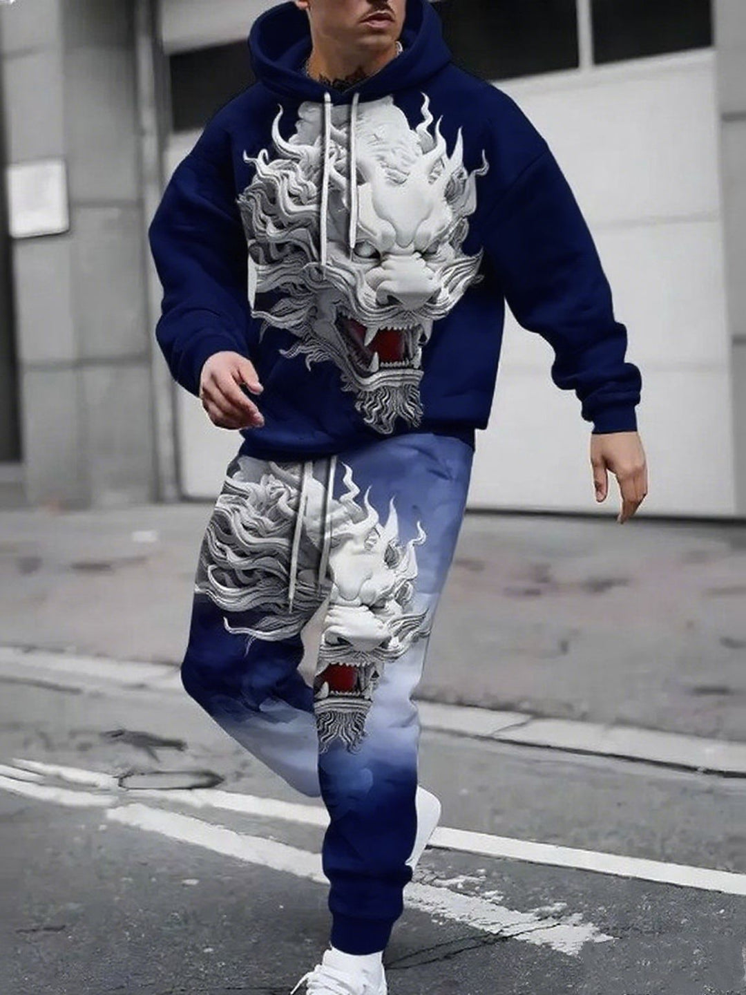 Herren Hoodie- und Jogginghose-Set mit einzigartigem Grafikdesign Echoarchiv
