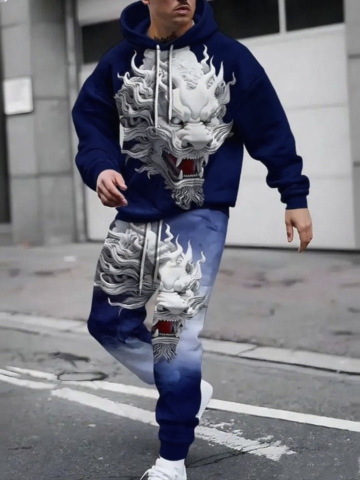 Herren Hoodie- und Jogginghose-Set mit einzigartigem Grafikdesign Echoarchiv
