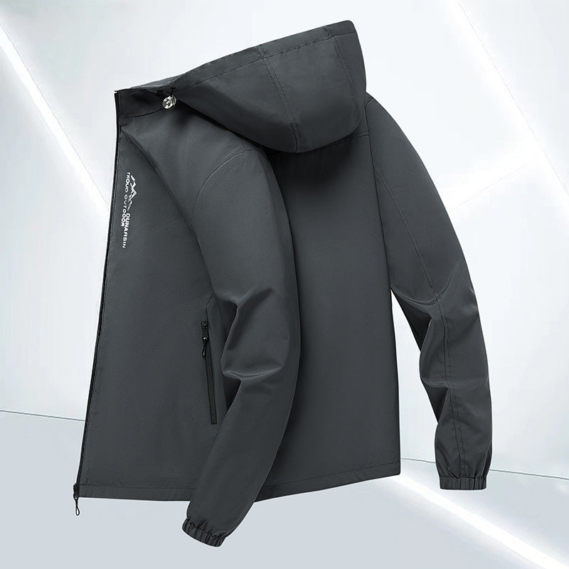 Herren winddichte Softshelljacke mit verstellbarer Kapuze, wasserabweisender Membran und sicheren Reißverschlusstaschen – Taviero