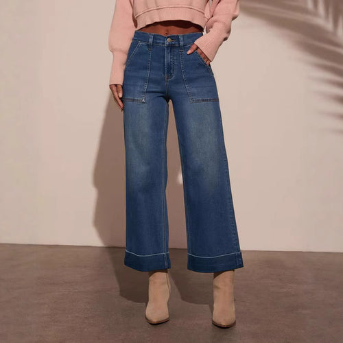 Damen weit geschnittene Denim-Hose mit hohem Bund Echo Archiv