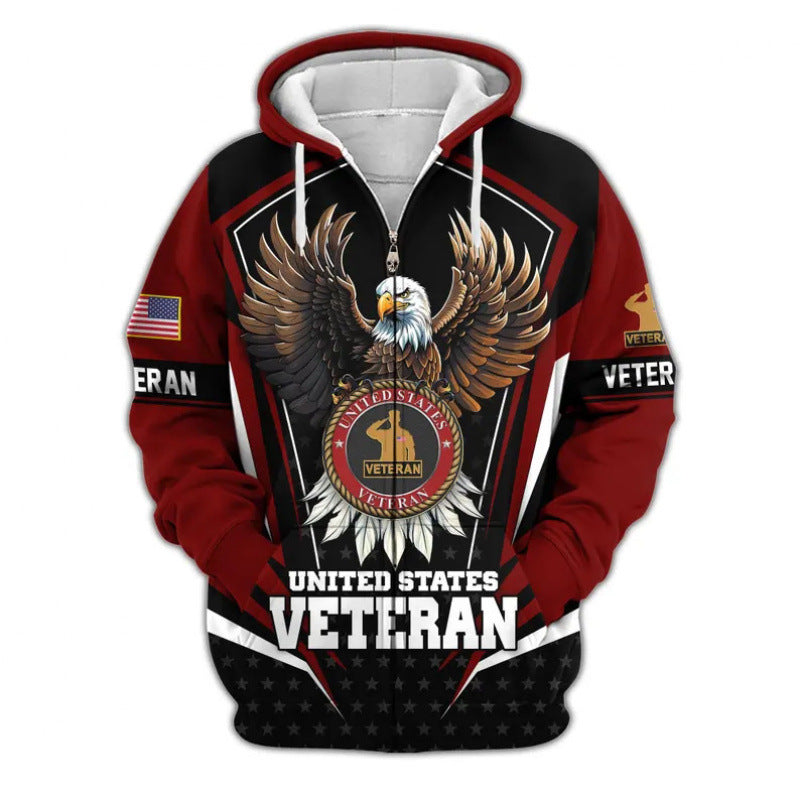 Herren Kapuzensweater mit amerikanischem Veteranenmotiv Echoarchiv