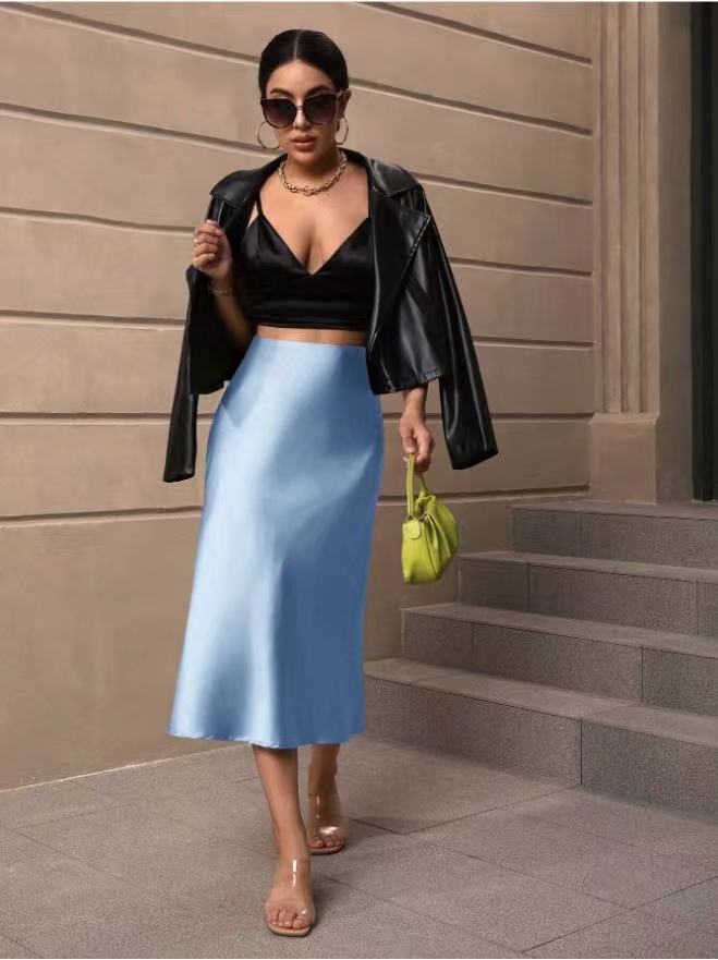 Damen Satin Rock mit schwingendem Saum und elegantem Schnitt Echoarchiv